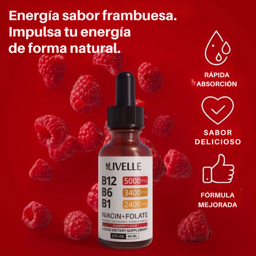 Vitaminas B12 Líquidas - Sabor Frambuesa