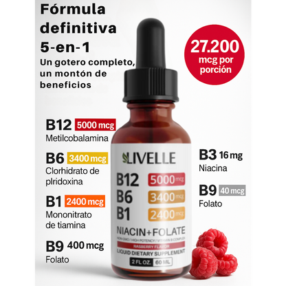 Vitaminas B12 Líquidas - Sabor Frambuesa